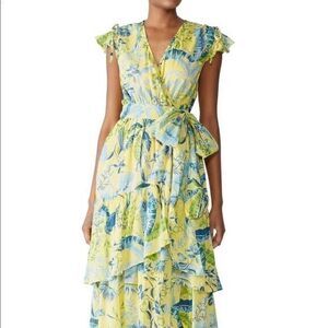 Banjanan  floral green yellow sundress mer…
